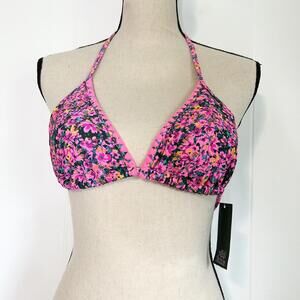 Wild Fable Neon Pink Floral Crochet Triangle Bikini Top Women's XS